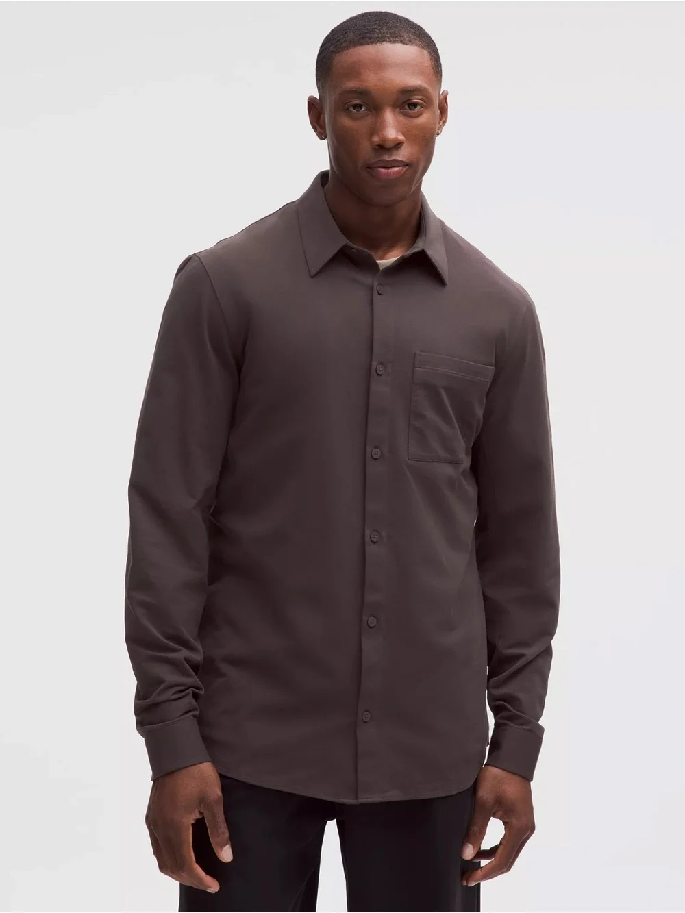 Lululemon Athletica Commission Brown Long Sleeve Button Shirt Size M Stretch - Picture 1 of 13